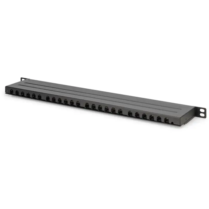 Digitus CAT 6A, Class E High Density Patch Panel, 24 Port (black, 0.5 U, shielded, 19" Rack Mount)