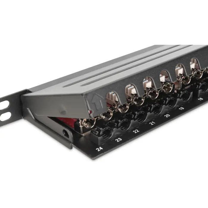 Digitus CAT 6A, Class EA High Density Patch Panel, 24 Port (black, 0.5 U, shielded)
