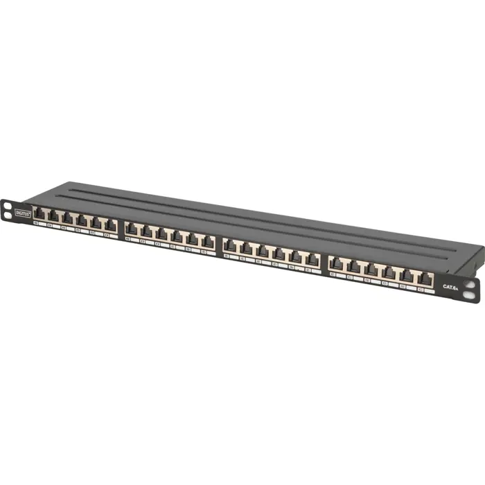 Digitus CAT 6A, Class EA High Density Patch Panel, 24 Port (black, 0.5 U, shielded)