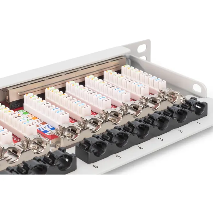 Digitus CAT 6A, Class EA High Density Patch Panel, 24 Port (gray, 0.5 U, shielded)
