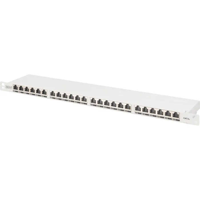 Digitus CAT 6A, Class EA High Density Patch Panel, 24 Port (gray, 0.5 U, shielded)
