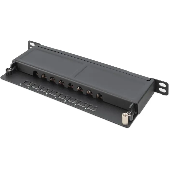 Digitus CAT 6A, Class EA Slim Patch Panel, 8 Port (black, 0.5 U, shielded)