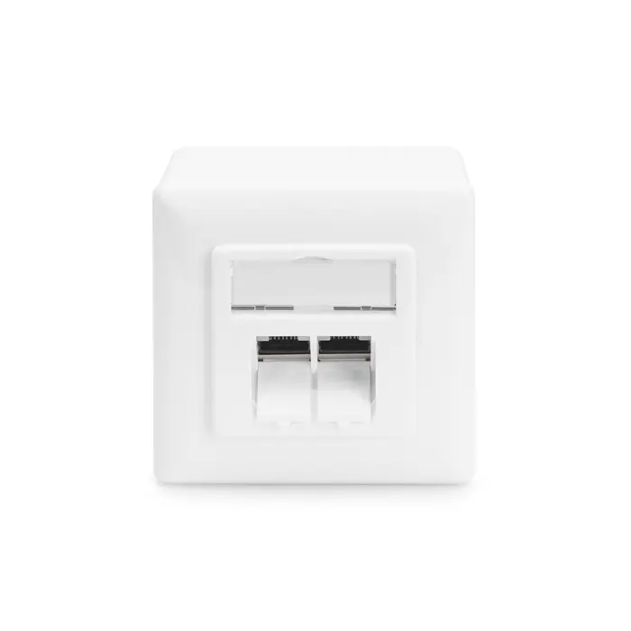 Digitus CAT.6A data connection socket, surface-mounted, shielded, 2x RJ-45 LSA (white, 5 pieces, class E)