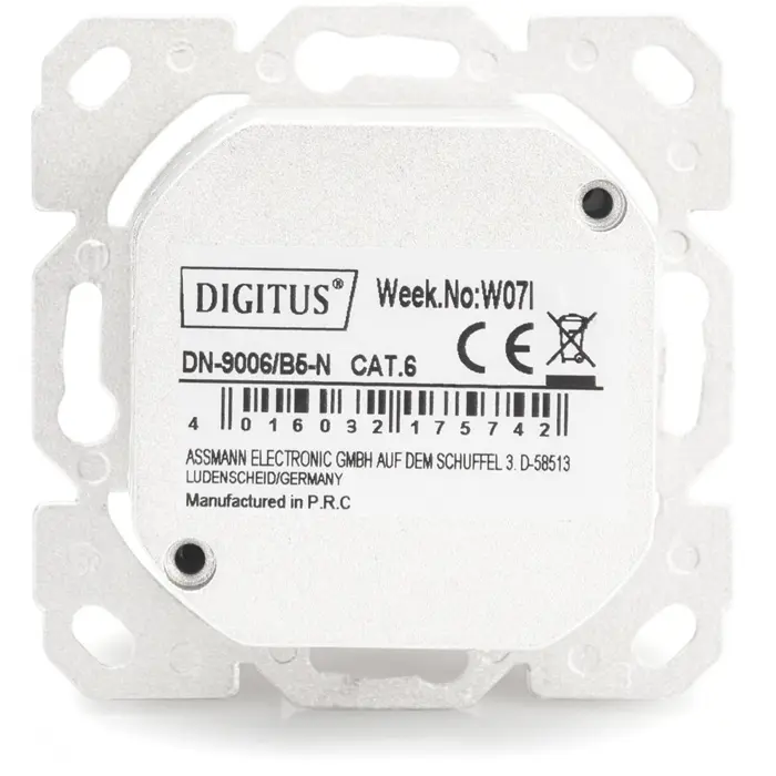 Digitus CAT.6A data connection socket, surface-mounted, shielded, 2x RJ-45 LSA (white, 5 pieces, class E)