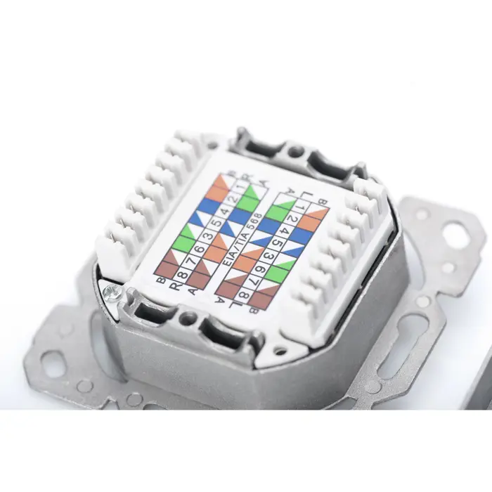 Digitus CAT.6A data connection socket, surface-mounted, shielded, 2x RJ-45 LSA (white, 5 pieces, class E)