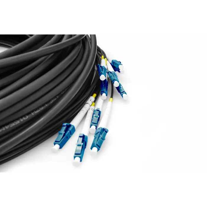 Digitus fiber optic universal breakout cable, duplex, LC/UPC connector, single mode OS2 (black, 30 meters, pre-assembled)