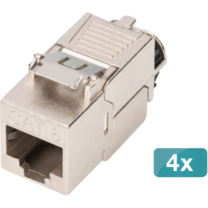 Digitus Keystone module Cat. 8.1, shielded, 4 pieces (silver, tool-free mounting connection)