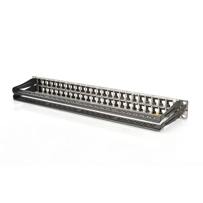 Digitus Modular High Density Patch Panel, 48-Port, Rack Mount (black, 1 U, for Keystone Modules, with Labeling Field)