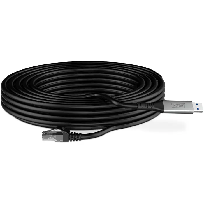 Digitus USB-A 3.2 Gen1 > RJ-45 Ethernet cable, 1Gbit/s (black, 10 meters, 10/100/1,000Mbit/s)