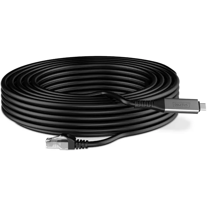 Digitus USB-C 3.2 Gen1 > RJ-45 Ethernet cable, 1Gbit/s (black, 15 meters, 10/100/1,000Mbit/s)