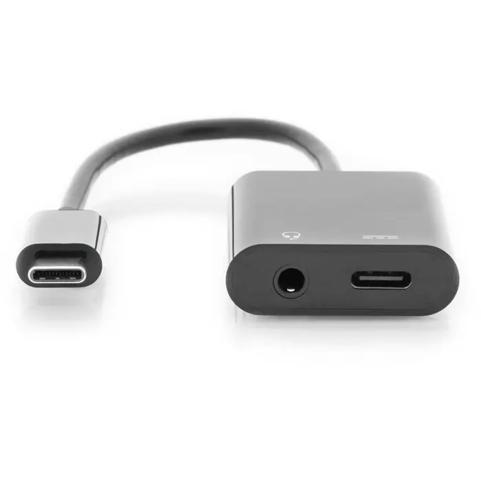Digitus USB-C adapter to USB-C + 3.5mm jack (black)
