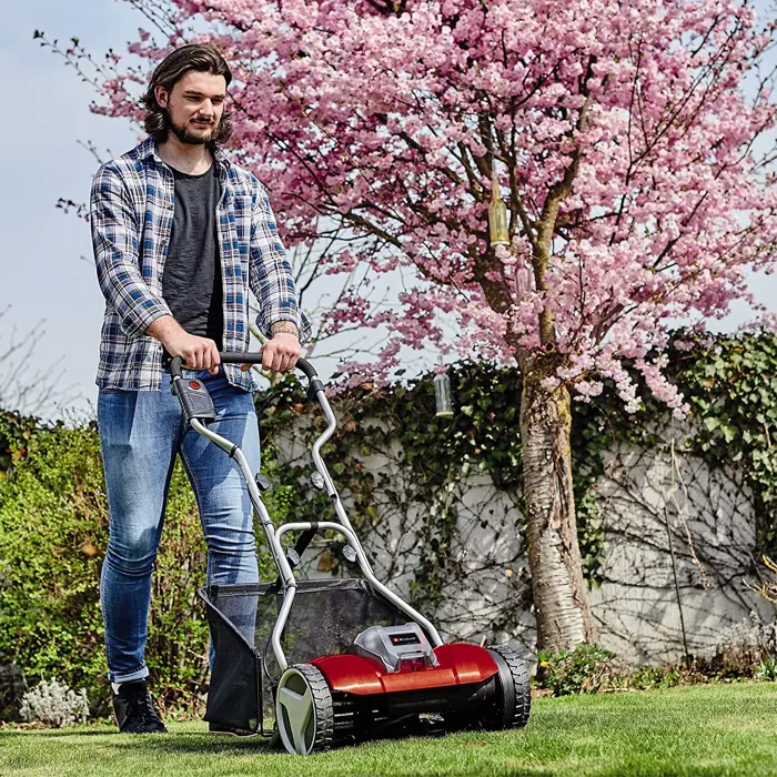Einhell cordless cylinder mower GE-HM 18/38 Li-Solo, 18V (red/black, without battery and charger)
