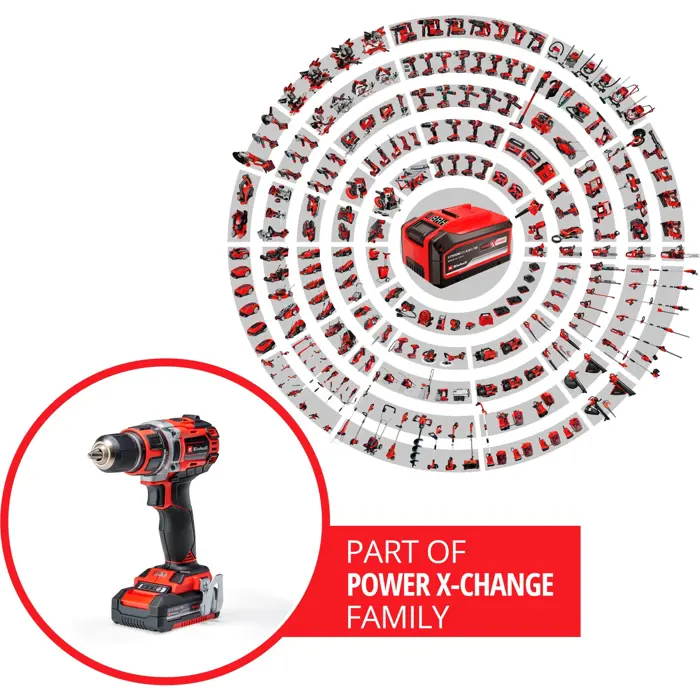 Einhell Cordless Drill TE-CD 18/50 Li BL, 18V (red/black, 2x Li-Ion battery 2.0Ah)