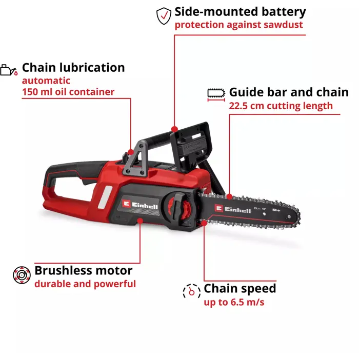 Einhell Power X-Change Akku-Kettensäge GE-LC 18/25 Li BL-Solo, 18Volt (rot/schwarz, ohne Akku und Ladegerät)