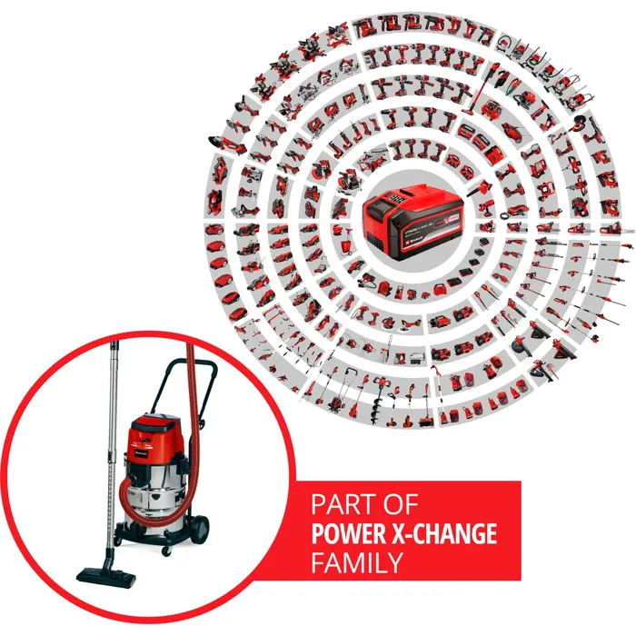 Einhell wet / dry vacuum TE VC 36/30 Li (red / silver, without battery and charger)