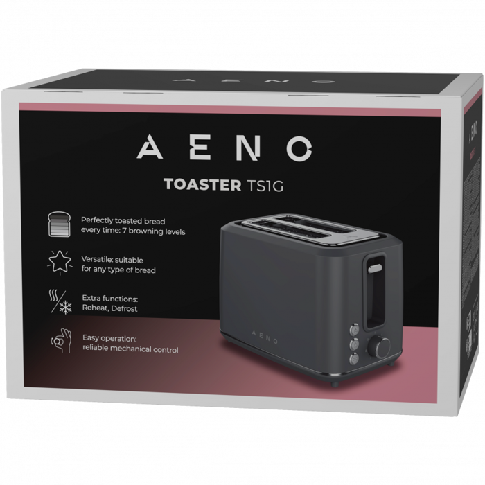 Electric Toaster, Grey, 220-240V, 50-60Hz, 920-1080W, 2 slots, 3 modes, 7 browning levels