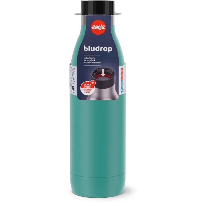 Emsa Bludrop Color insulated drinking bottle 0.7 liters, thermos bottle (petrol, stainless steel)