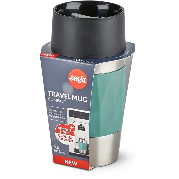 Emsa TRAVEL MUG Compact thermal mug (petrol/stainless steel, 0.3 liters, screw cap)