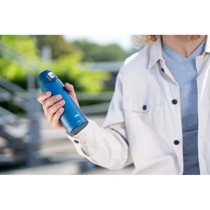 Emsa TRAVEL MUG light thermal mug 0.4 liters (dark blue, flip lid)