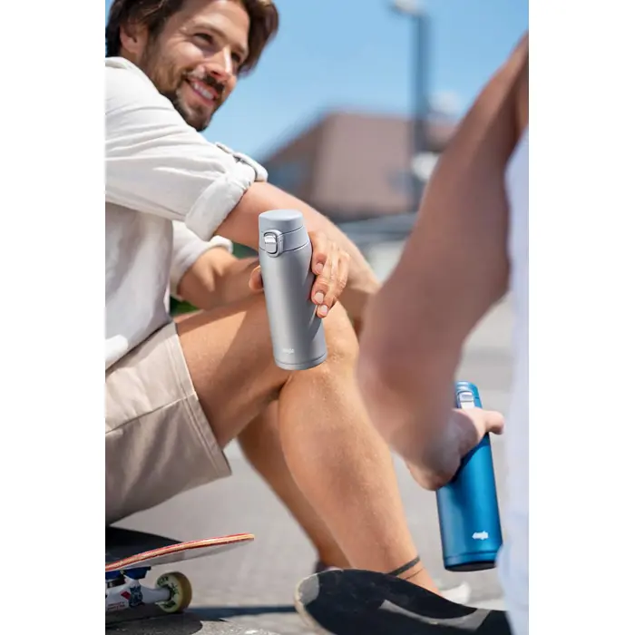 Emsa TRAVEL MUG light thermal mug 0.4 liters (dark blue, flip lid)