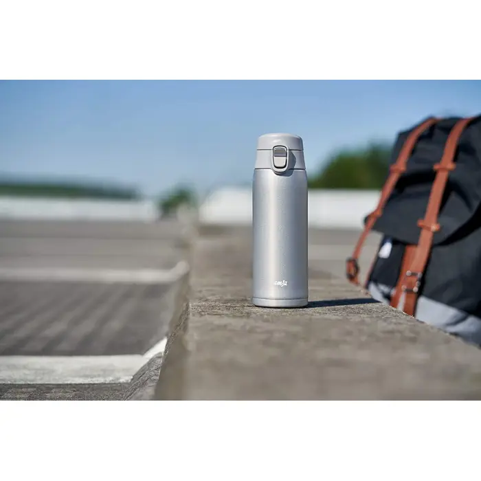 Emsa TRAVEL MUG light thermal mug 0.4 liters (silver, flip lid)