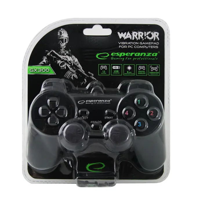 Esperanza EG102 Gaming Controller Black USB 2.0 Gamepad Analogue / Digital PC, Playstation 3