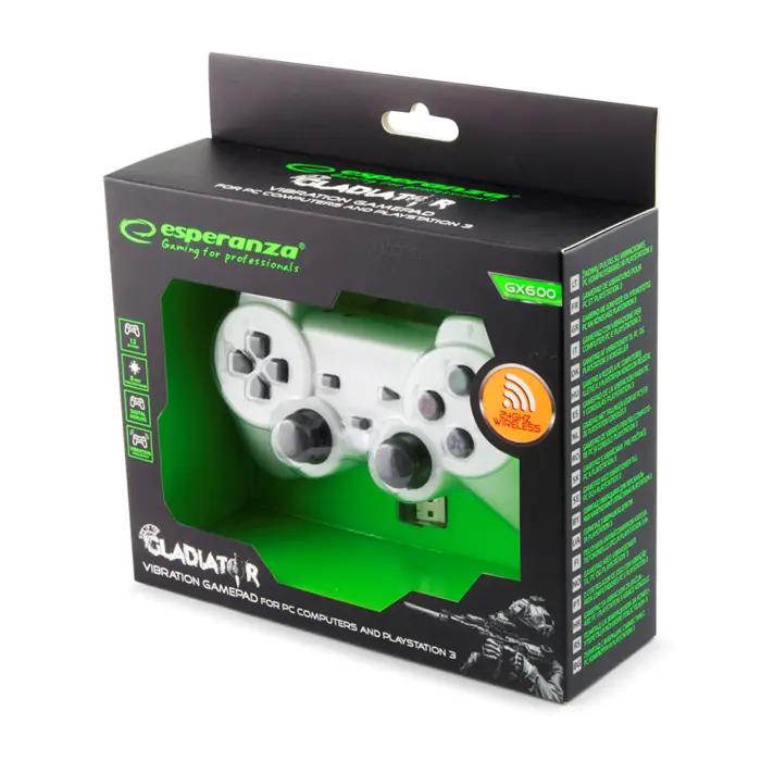 Esperanza EGG108W Gaming Controller Black, White RF Gamepad Analogue / Digital PC, Playstation 3