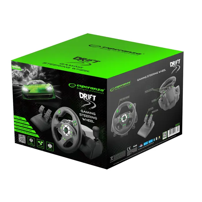 Esperanza EGW101 Gaming Controller Steering wheel Playstation,Playstation 3 Digital USB Black,Green