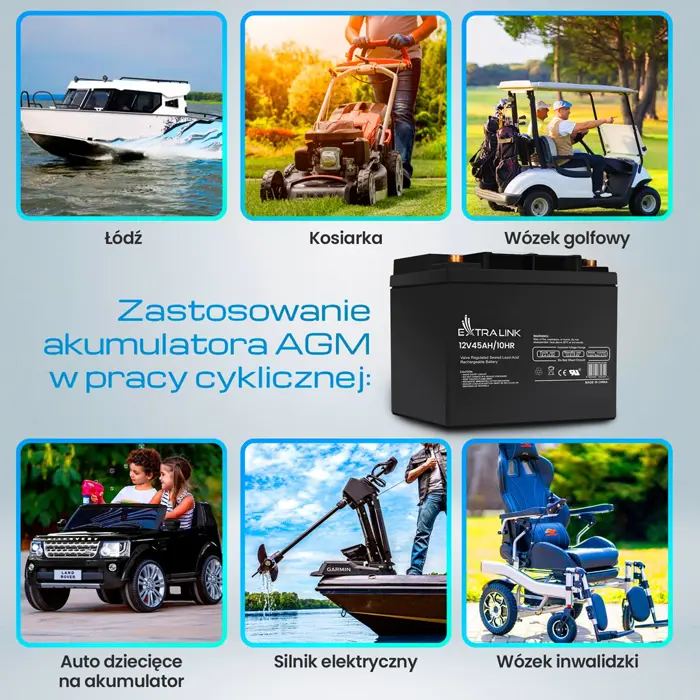 Extralink Accumulator AGM 12V 45Ah maintenance free
