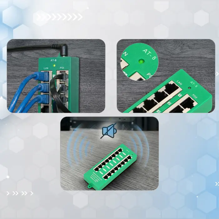 Extralink Gigabit PoE Injector 8 Port Active, 8 ports Gigabit 802.3at/af, Mode A