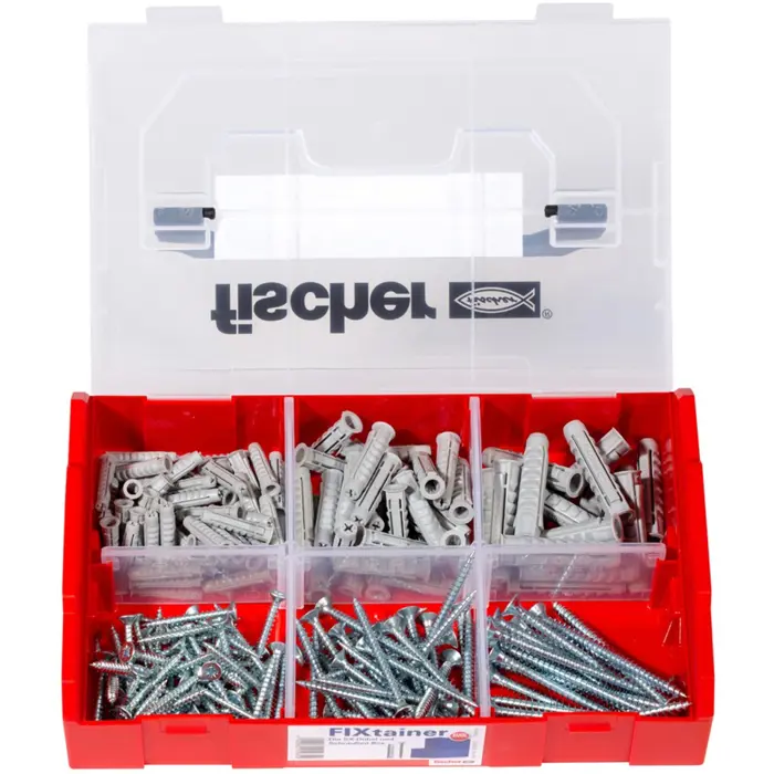 Fischer FIXtainer SX dowel and screw box - with screws - 210 pieces