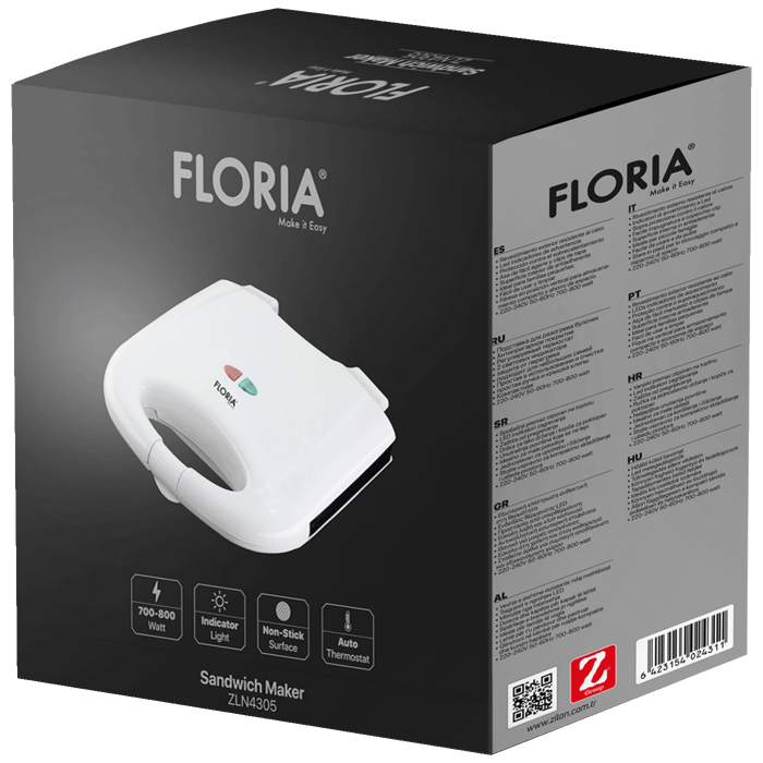 Floria Sendvič Toster, LED indikator, 750 W - ZLN4305