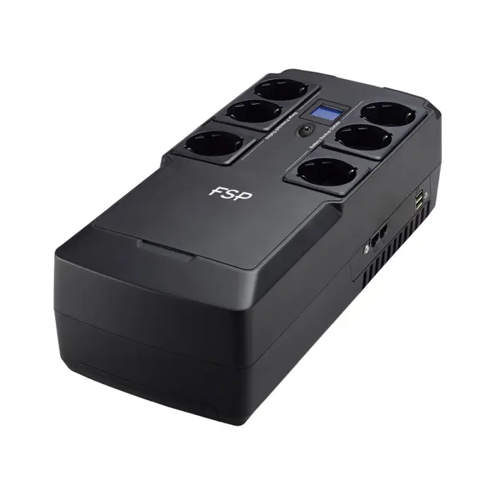 Fortron Source NanoFit 800VA/480W, Offline, 2×USB, 6×Schuko, RJ45, 1×5Ah, 3.5min autonomija@50%