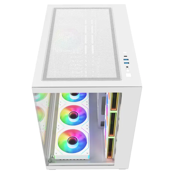 FSP Fortron M341 White Dual Tempered Glass 7x ARGB Fan ATX Gaming PC Case