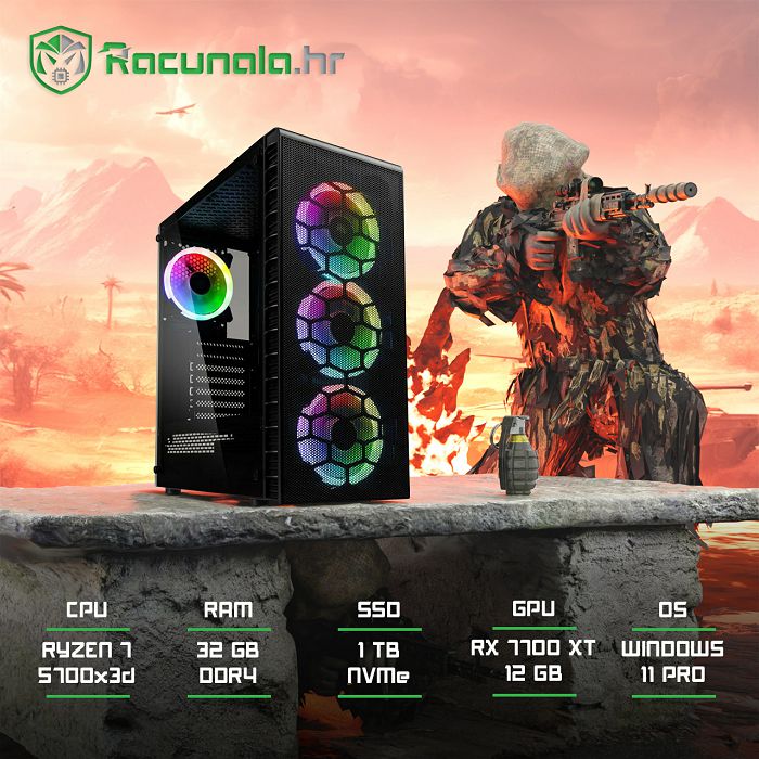 GamingPC Gulag Guardian (Ryzen 7, Liquid, 32GB DDR4, 1TB SSD, RX 7700XT 12GB) Win11P