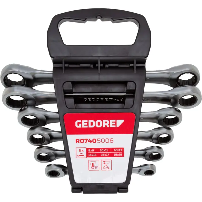 Gedore Red double ring ratchet wrench set 6 pieces - SW8-19mm 3300898