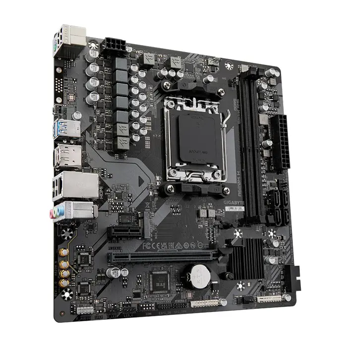 GIGABYTE A620M H Motherboard - Supports AMD Ryzen 8000 CPUs, 5+2+2 Phases Digital VRM, up to 7200MHz DDR5 (OC), 1xPCIe 4.0 M.2, GbE LAN, USB 3.2 Gen 1