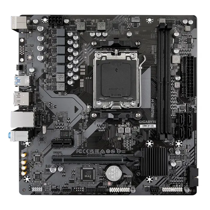 GIGABYTE A620M H Motherboard - Supports AMD Ryzen 8000 CPUs, 5+2+2 Phases Digital VRM, up to 7200MHz DDR5 (OC), 1xPCIe 4.0 M.2, GbE LAN, USB 3.2 Gen 1