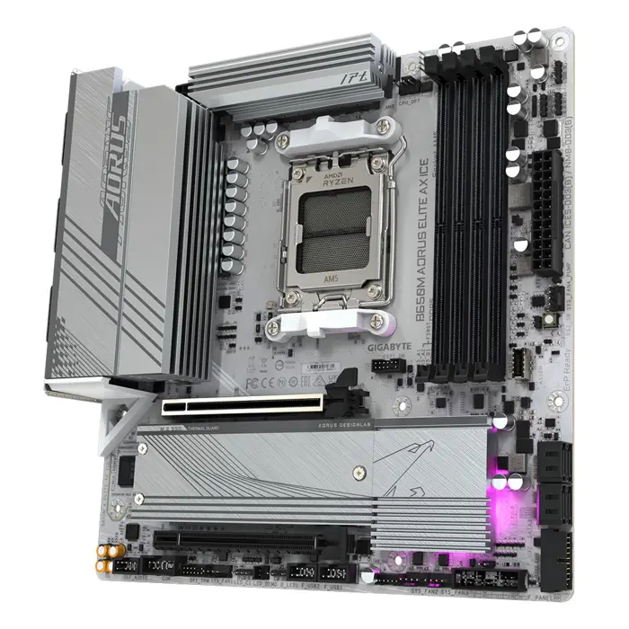 Gigabyte B650M AORUS ELITE AX ICE Motherboard - Supports AMD Ryzen 8000 CPUs, 12+2+2 Phases Digital VRM, up to 8000MHz DDR5 (OC), 1xPCIe 5.0 + 1xPCIe 4.0 M.2, Wi-Fi 6E, 2.5GbE LAN, USB 3.2 Gen 2
