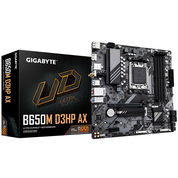 GIGABYTE B650M D3HP AX, DDR5, SATA3, USB3.2Gen1, DP, 2.5GbE, WiFi, AM5 mATX