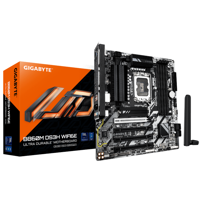 GIGABYTE B860M DS3H WIFI6E, DDR5, SATA3, USB3.2Gen2, DP, WiFi 6E, LGA1851 mATX