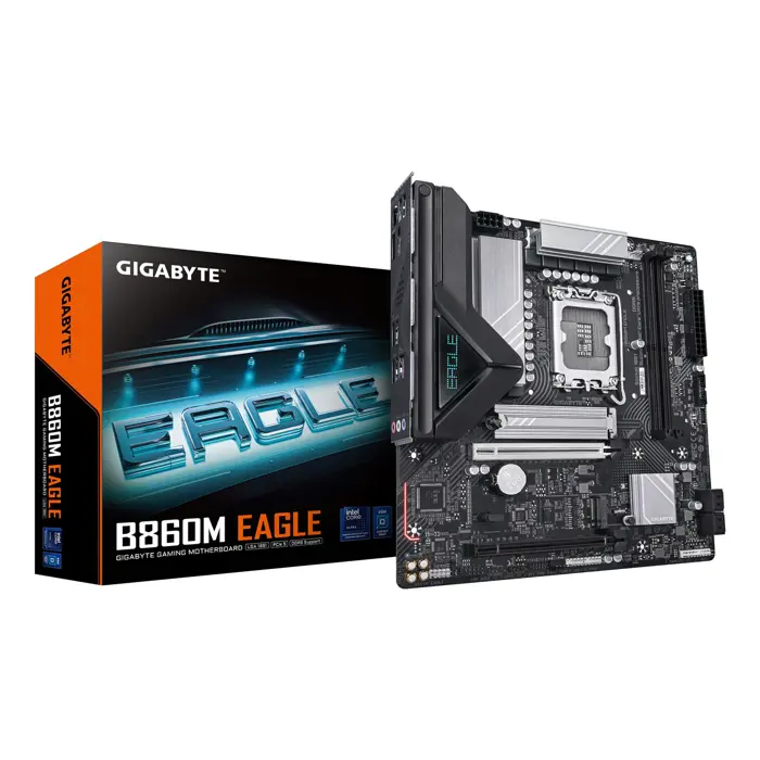 GIGABYTE B860M EAGLE Motherboard - Intel Core Ultra Series CPUs, 6+1+2+1 Phases VRM, up to 9066MHz DDR5, 1xPCIe 5.0 + 1xPCIe 4.0 M.2, 2.5GbE LAN, USB 3.2 Gen 1