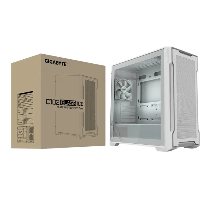 Gigabyte case C102 GLASS ICE, mATX, Mid Tower, white