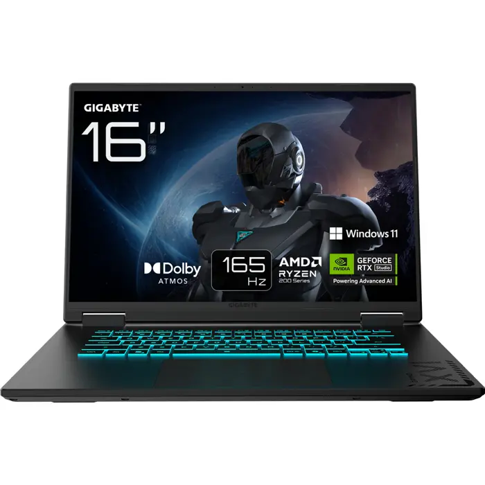 GigaByte GAMING A16 3WHK3DE894SH (black, AMD Ryzen 7 260, NVIDIA GeForce RTX 5070, 16 GB DDR5, 1 TB (1 TB SSD), Windows 11 Home) - German - DE Layout