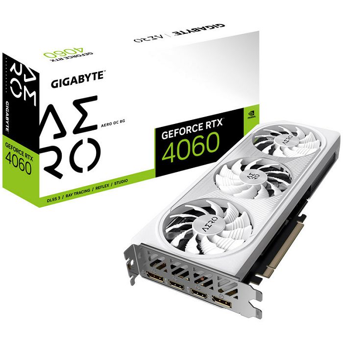 GIGABYTE GeForce RTX 4060 Aero OC 8G, 8192 MB GDDR6 GV-N4060AERO OC-8GD