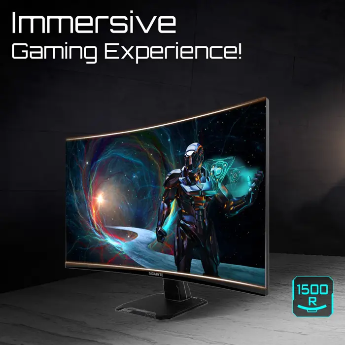 GIGABYTE GS27QCA 27" QHD Curved Gaming Monitor - 2560 x 1440, 180Hz, 1ms, 250 cd/m², FreeSync, HDR Ready, HDMI 2.0, Displayport 1.4