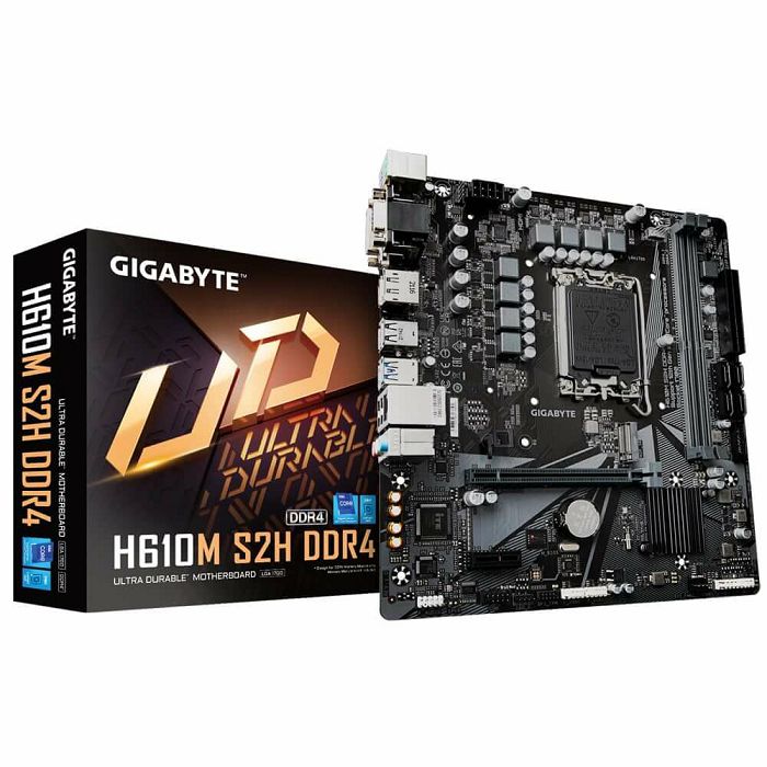 GIGABYTE MB H610 (LGA 1700), 2x DDR5 up to 64GB, 1x PCI-Ex16x16, 1x PCI-Ex1, 4x SATA, 1x M.2, 4x USB 3.2 Gen1, 4x USB 2.0/1.1, internal 4x USB 2.0/1.1, 1x HDMI 2.0, 1x DP, Realtek GbE LAN 1Gbps/100Mbp