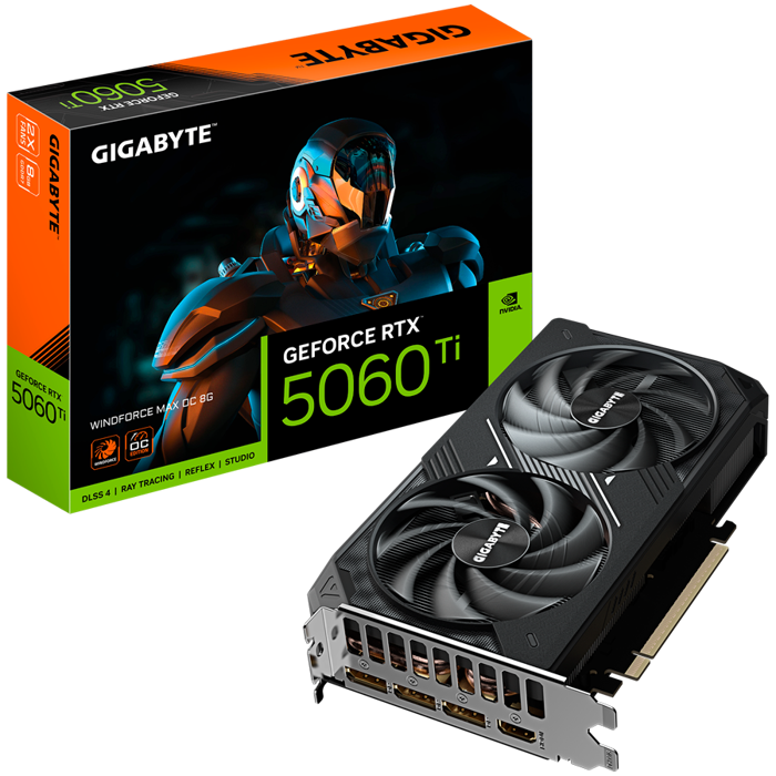 GIGABYTE Video Card NVidia GeForce RTX 5060 Ti WINDFORCE MAX OC 8G, 8GB GDDR7, PCI-E 5.0, 3xDP, 1xHDMI
