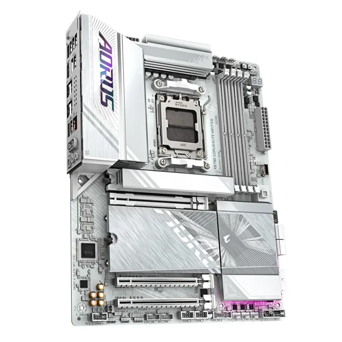 GIGABYTE X870E AORUS ELITE WIFI7 ICE Motherboard - Supports AMD Ryzen 9000 CPUs, 16+2+2 Phases Digital VRM, up to 8200Hz DDR5 (OC), 3xPCIe 5.0 + 1xPCIe 4.0, Wi-Fi 7, 2.5GbE LAN, USB 4