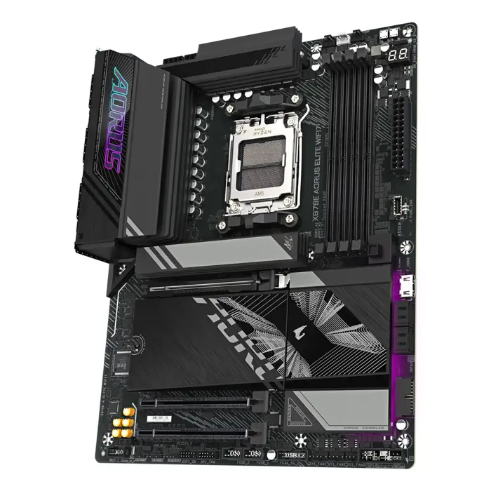 GIGABYTE X870E AORUS ELITE WIFI7 Motherboard - Supports AMD Ryzen 9000 CPUs, 16+2+2 Phases Digital VRM, up to 8000Hz DDR5 (OC), 3xPCIe 5.0 + 1xPCIe 4.0, Wi-Fi 7, 2.5GbE LAN, USB 4